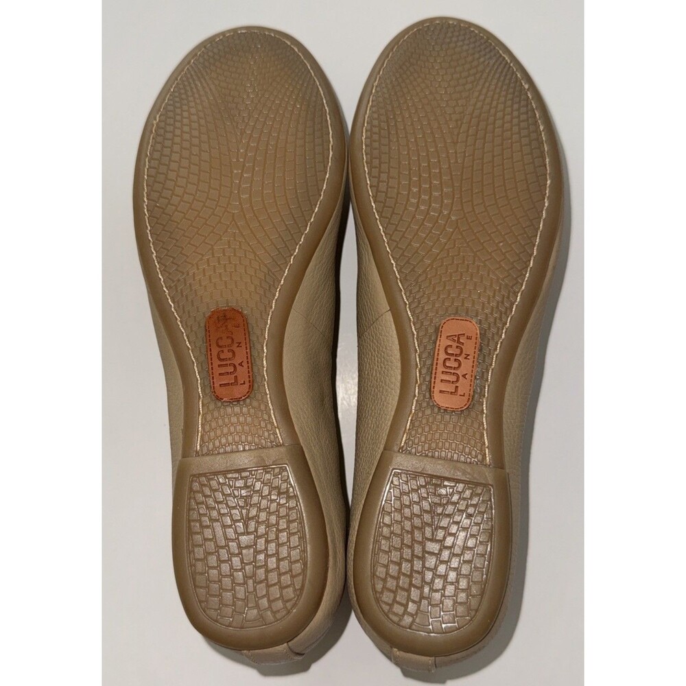Women's Taupe Slip-On Leather Flats - Picture 4 of 7